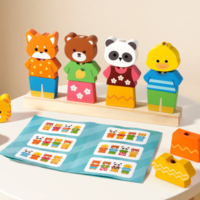 Wooden Mix & Match Dress-Up Puzzle – Montessori Animal Collection