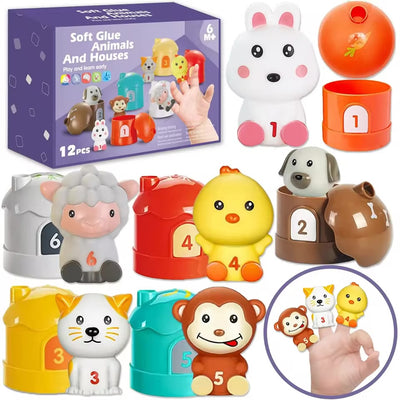 Soft Glue Animals & Houses Educational Toy Set for Toddlers