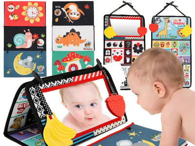 High Contrast Baby Tummy Time Mirror Toy – Sensory Development Activity Mat