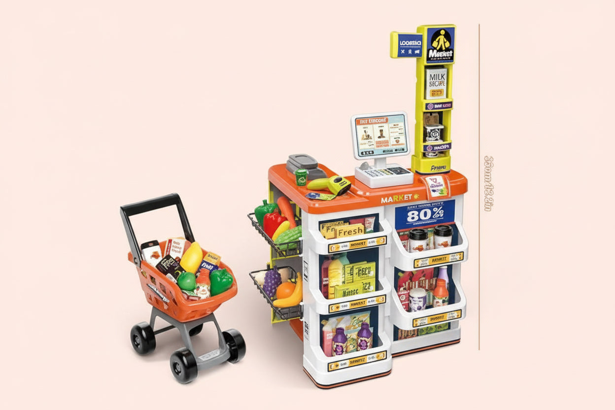 Home Supermarket And Cashier toy 60 pieces( Sounds and Lights)