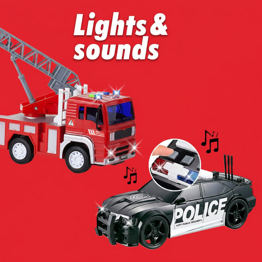 City Rescue Vehicles 1:20 Scale Simulation Toy Set for Kids (Ages 3+)