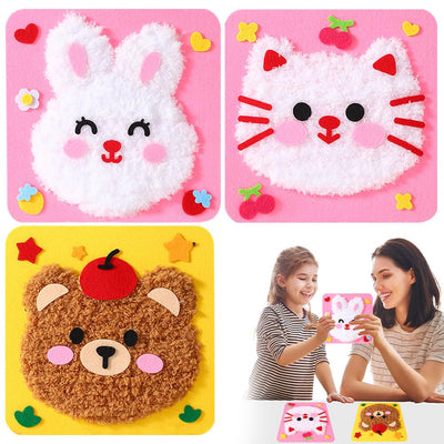 Cute Animals DIY Yarn Embroidery Sensory Craft Kit for Kids (Ages 3-6 Years)