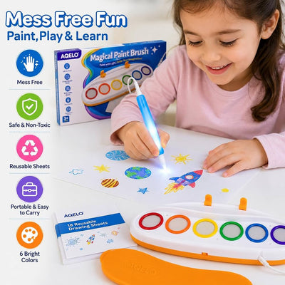 Color Draw Magical Light-Up Paint Brush & Mess-Free Color Wonder Palette Set (Ages 3+