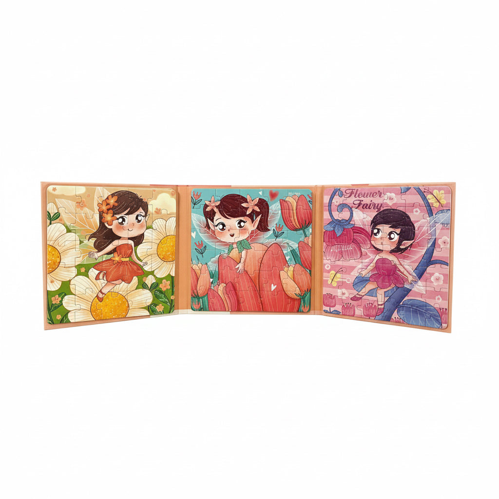 3-in-1 Marvelous Flower Fairy Magnetic Puzzle Book – Step 5 Progressive Learning