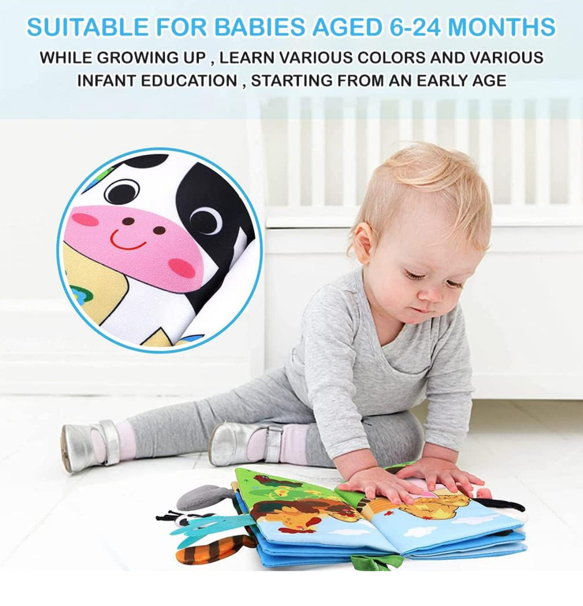 3D Baby Cloth Book – Farm Animals Sensory Soft Book