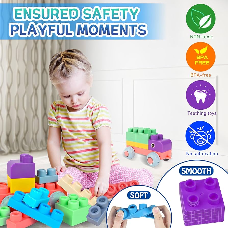 32-Piece Silicone Building Blocks | Ages 18m+ | Support Sensory Play & Fine Motor Development