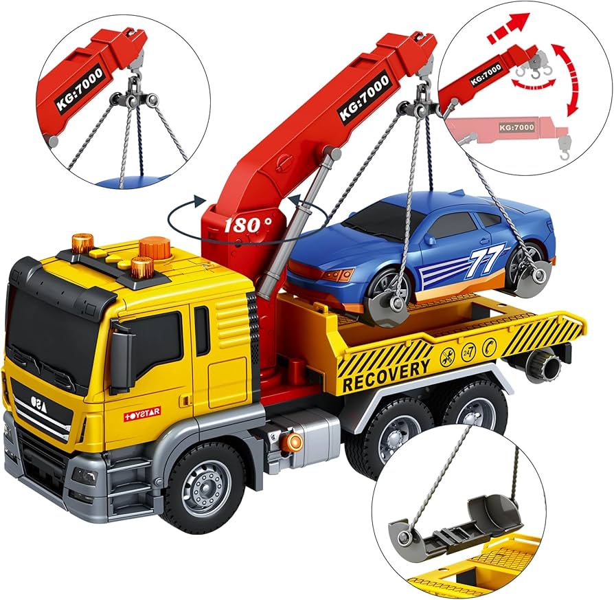 Friction-Powered Tow Truck & Car Set | Ages 3+ | Spark Heroic Rescue Play & Motor Skills