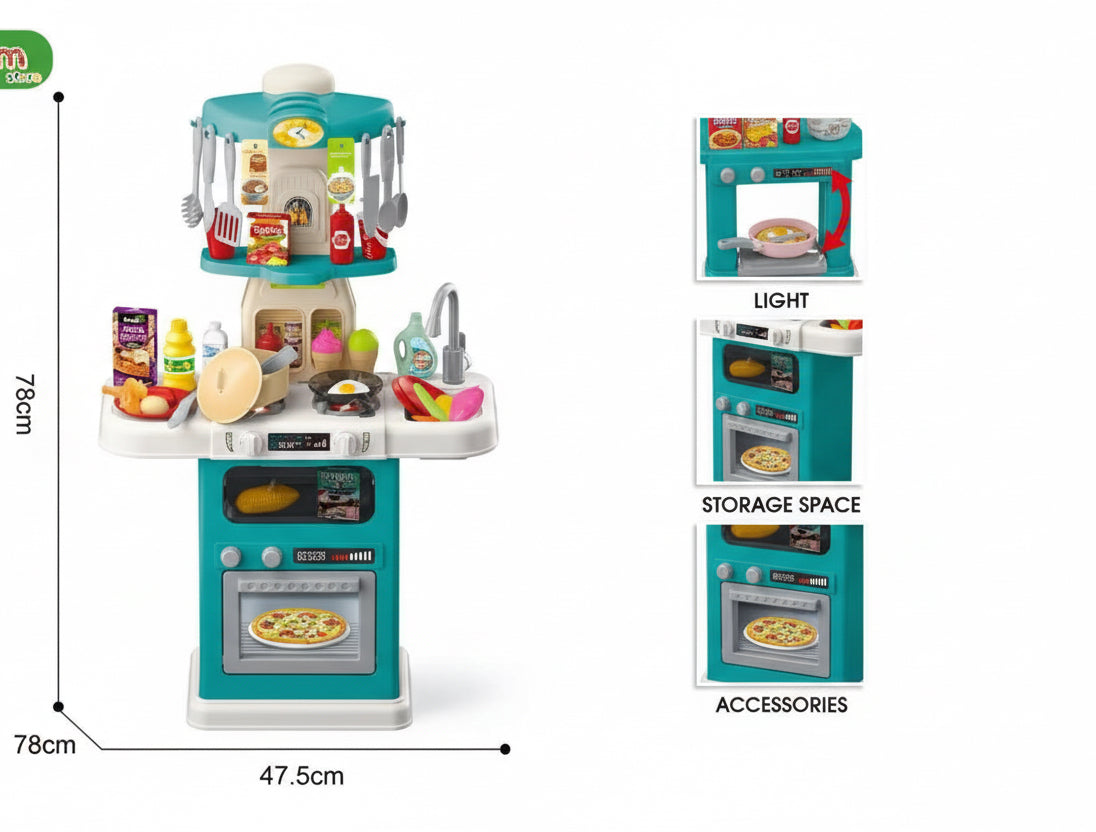 64-Piece Kitchen Playset – Interactive Cooking Station with Light & Sound