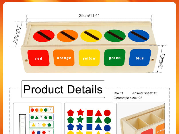 Colors and shapes wooden sorting box toy