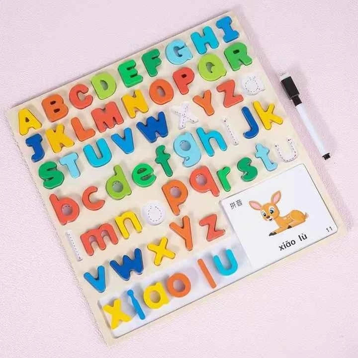 Wooden Alphabet Puzzle Board – Writing Board and cards