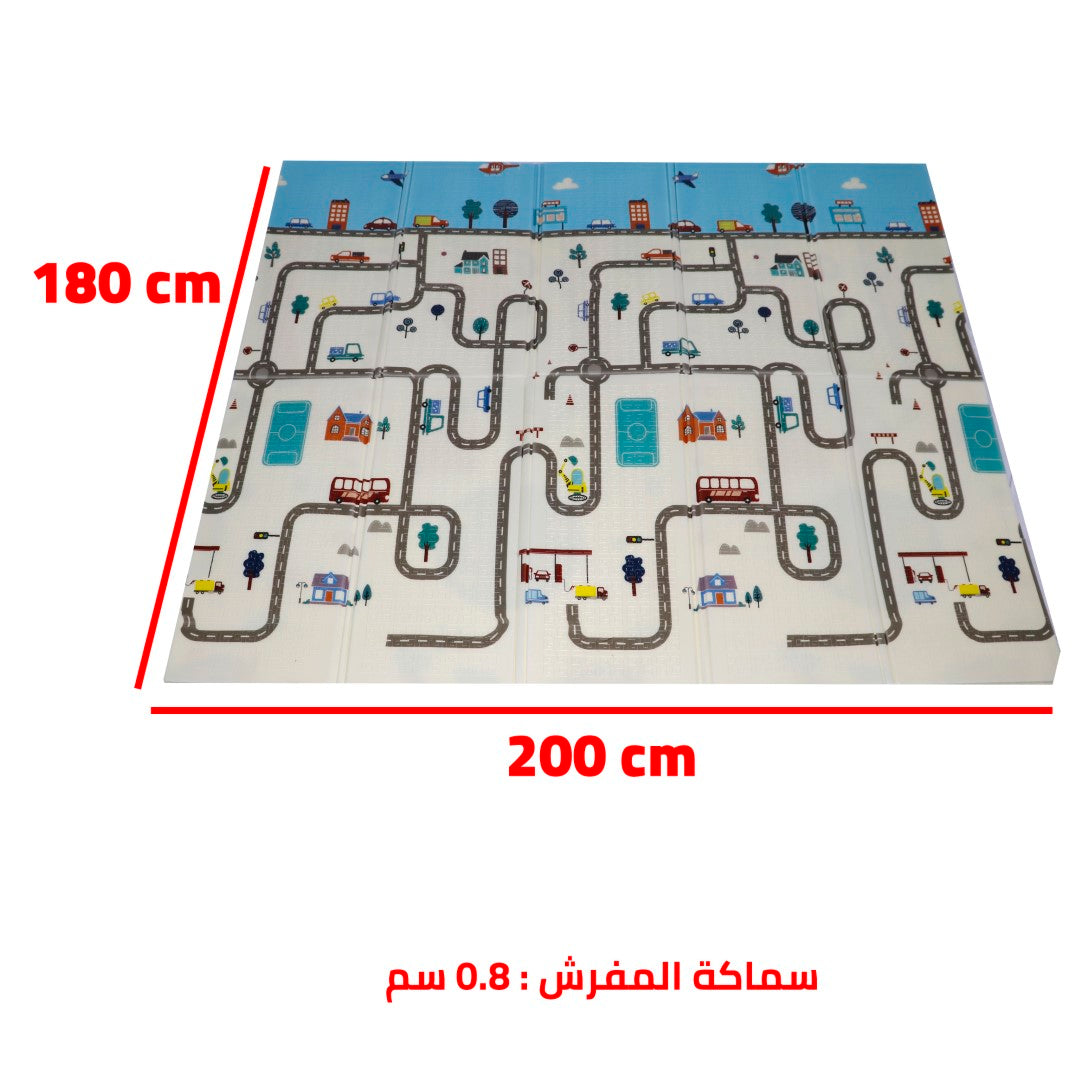 Foldable XPE Foam Play Mat – 180 x 200 cm Reversible Educational Mat