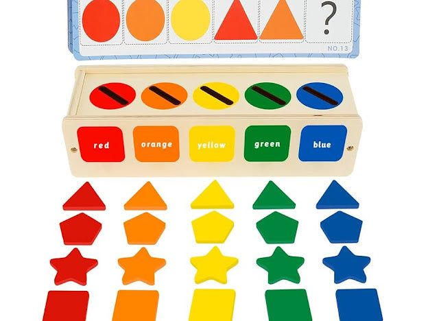 Colors and shapes wooden sorting box toy
