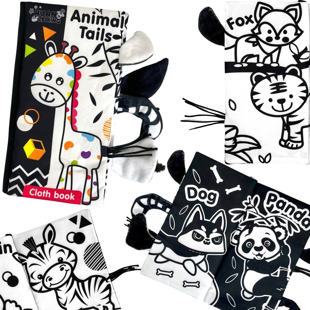 Woopie Baby Cloth Book with Animal Tails – Sensory Soft Fabric Book