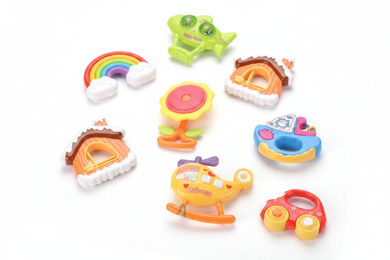 Baby Rattle and Teether Sensory Toy Set for Infants (Ages 3m+)