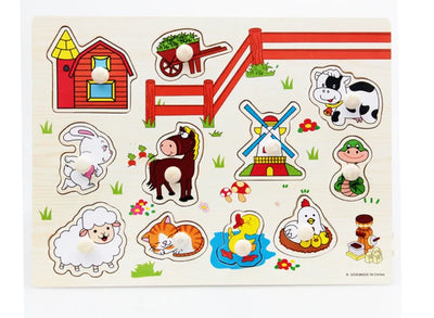 Ultimate Wooden Peg Puzzle bundle– 3-in-1: Farmyard Fun, Wildlife Safari, and Vehicles & Spaceships