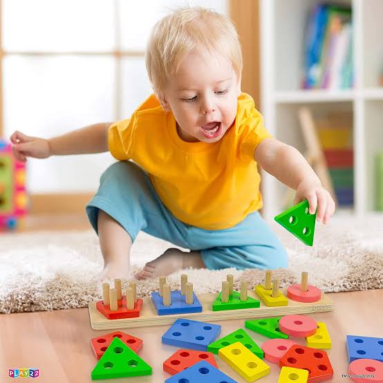 Wooden Geometric Shapes Sorting And Stacking Montessori toy