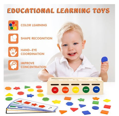 Colors and shapes wooden sorting box toy