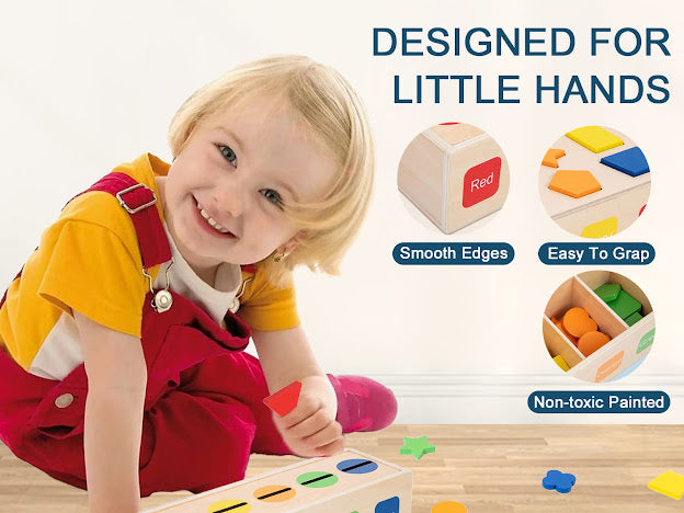 Colors and shapes wooden sorting box toy