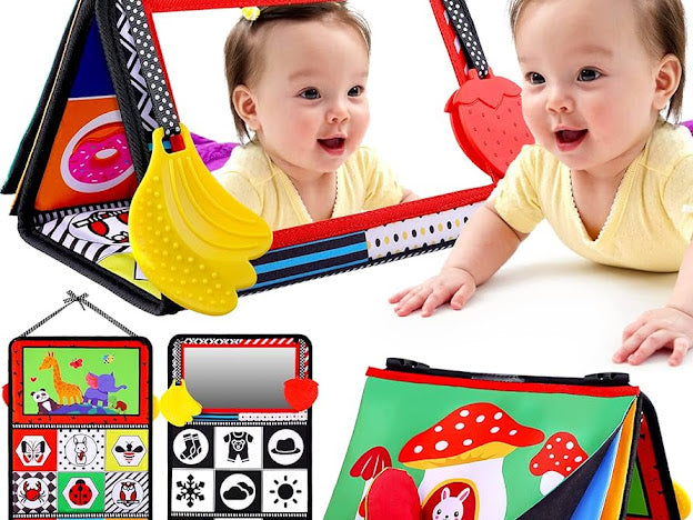 Cloth tummy time mirror book
