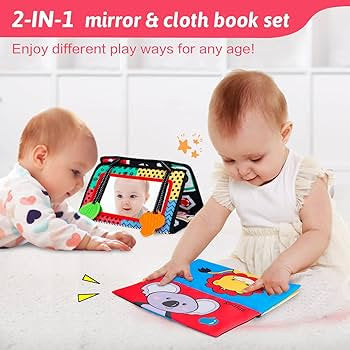 Cloth tummy time mirror book