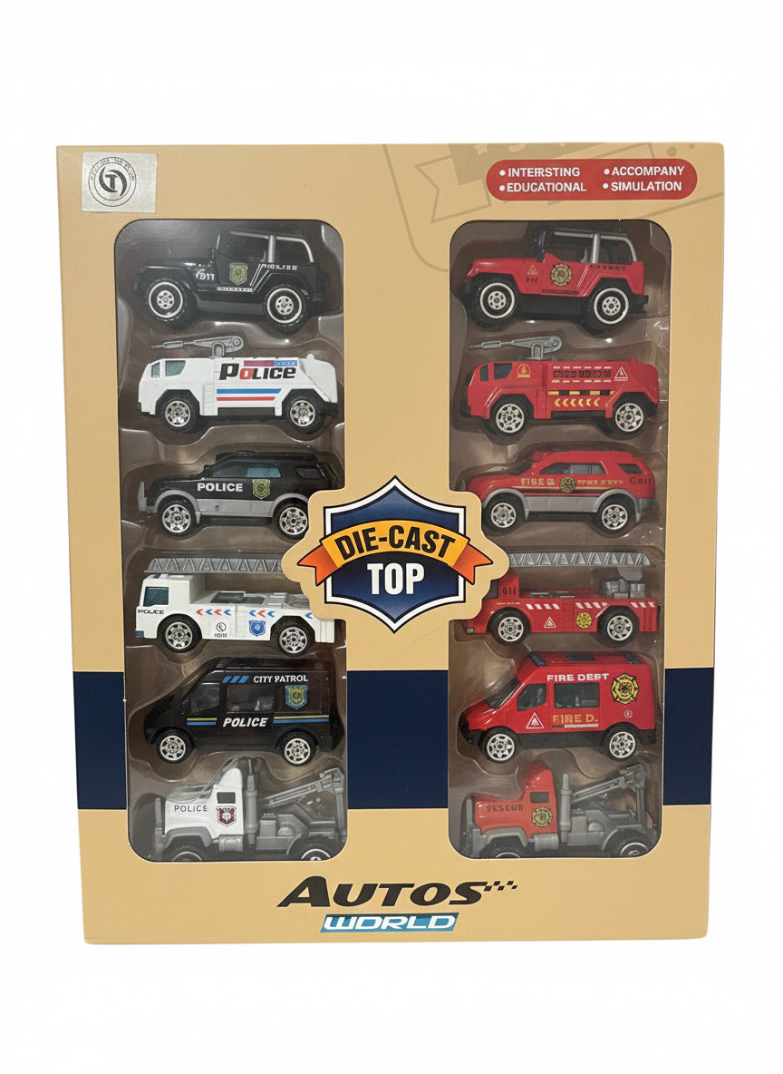 Autos World Die-Cast Toy Cars Set – 12 Pieces