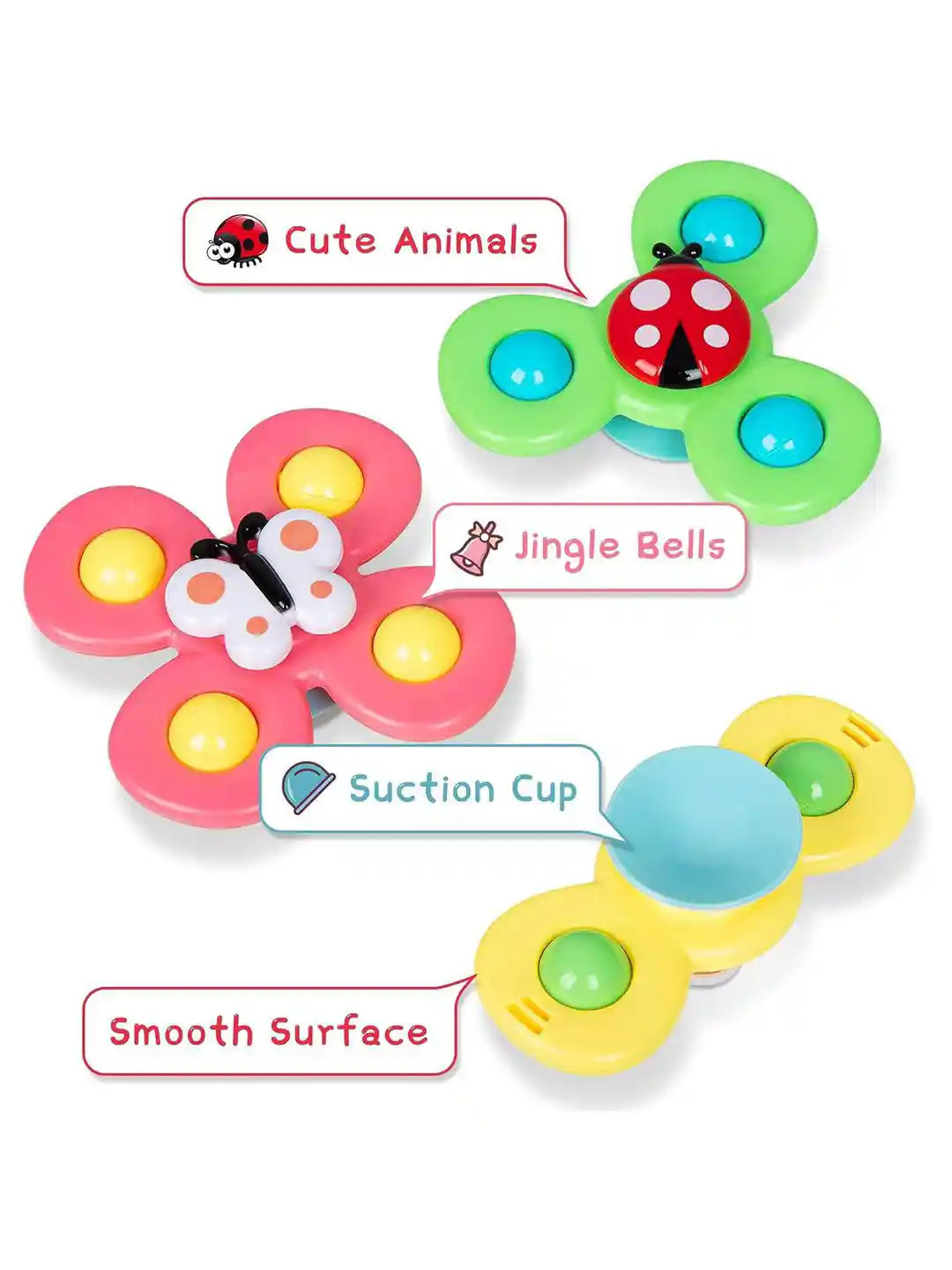Sensory Toy Fidget Spinner with Suction Cup 3 pcs