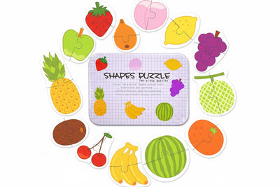 Wooden Fruit Shape Puzzle Set for Kids – Two-Pieces Puzzle