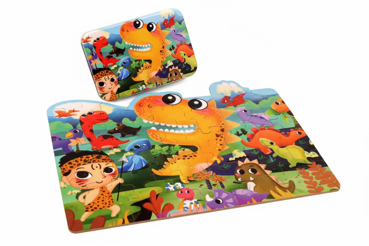 Wooden Dinosaur Kingdom Jigsaw Puzzle – 60-Piece Educational Set