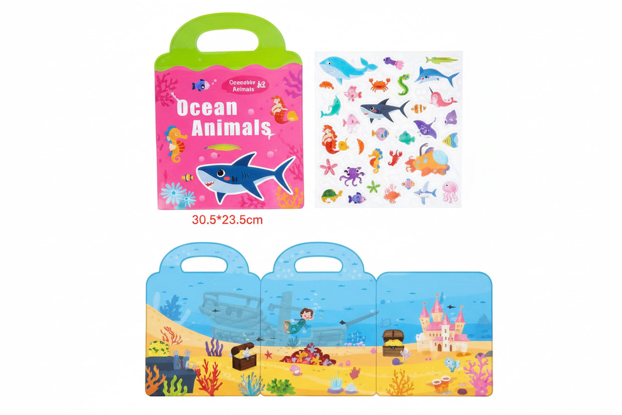 Reusable Ocean Animals Sticker Activity Book – Interactive Learning & Play