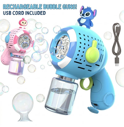 Automatic Space "Surprise Bubbles" Blaster Gun Toy with Stitch Figure & Solution Bottle (Ages 3+ Years)