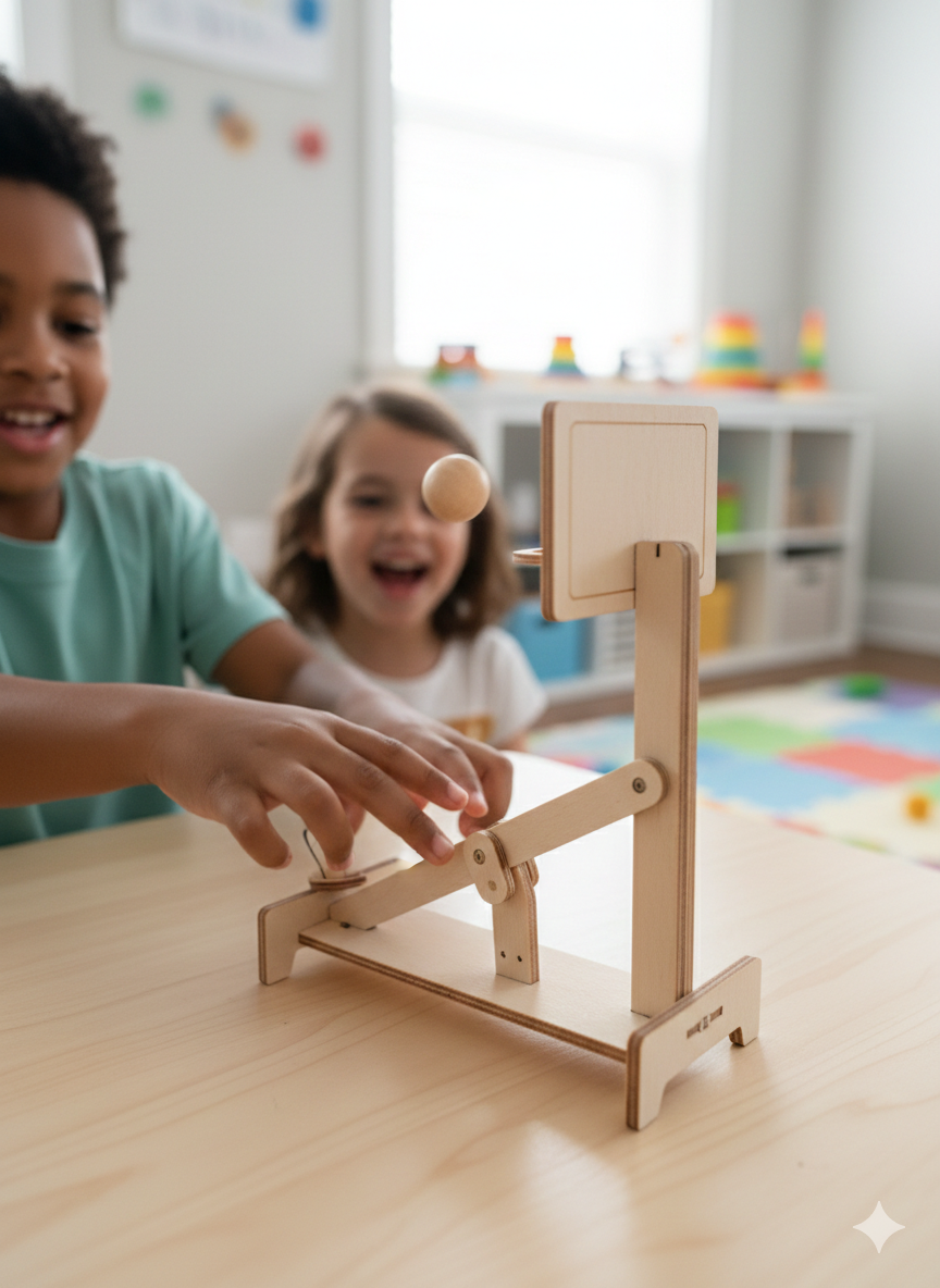 DIY Basketball Shooting Machine – Wooden STEM Construction Kit