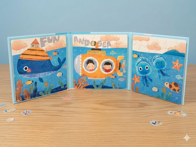 3-in-1 Under the Sea Magnetic Puzzle Book – Fun & Discovery Adventure