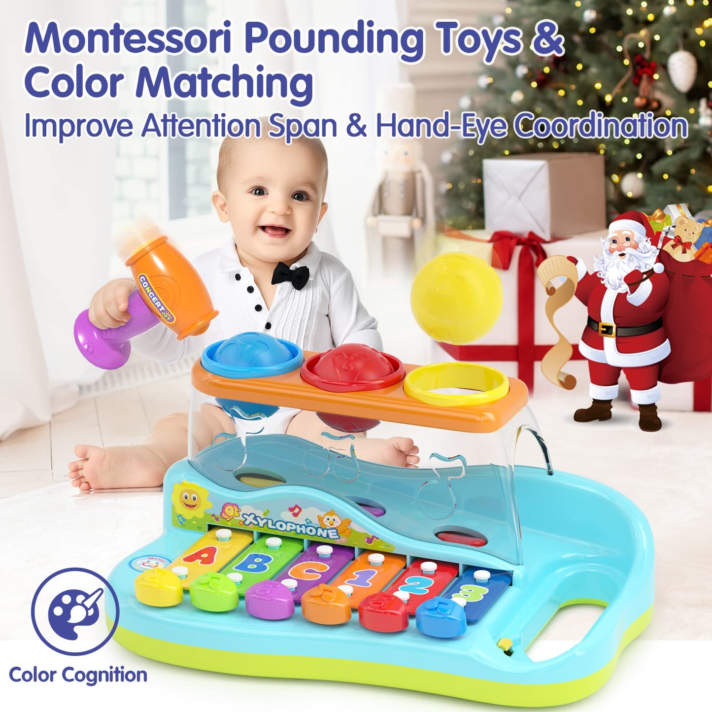 2 in 1 Musical Xylophone and knock a ball toy set