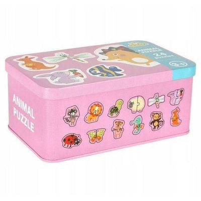 Wooden Animals Cartoon Puzzle Set– 24 Pieces Educational Animal & Shape Toy