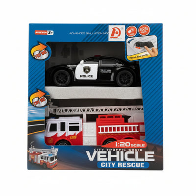 City Rescue Vehicles 1:20 Scale Simulation Toy Set for Kids (Ages 3+)