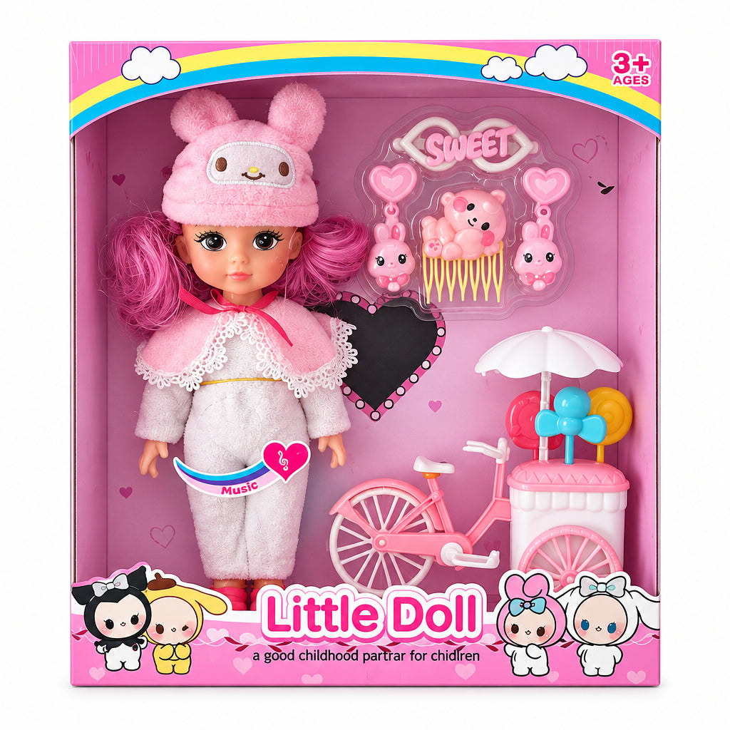 My Melody Musical Little Doll Playset with Bicycle, Ice Cream Cart & Accessories (Ages 3+)