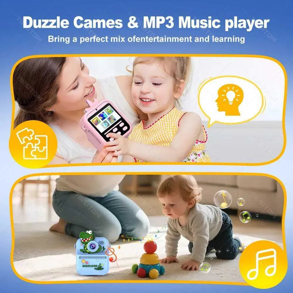 Children's Fun Instant Thermal Print Camera (Dinosaur & Unicorn Edition)