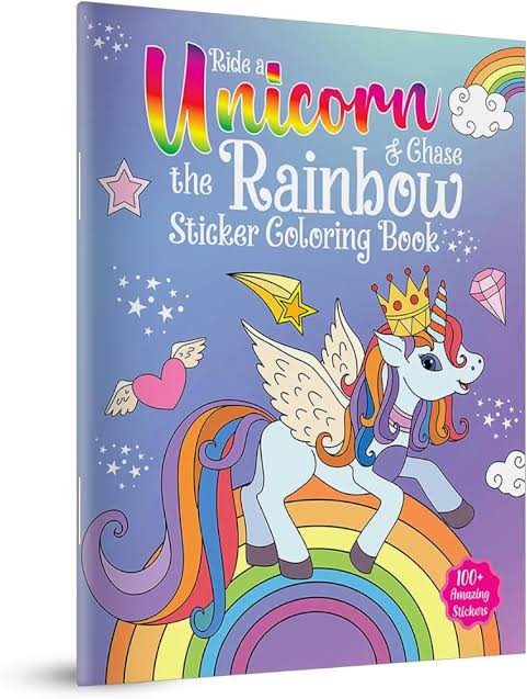 Ride a Unicorn & Chase the Rainbow Interactive Sticker Coloring Book (100+ Stickers) (Ages 3+)