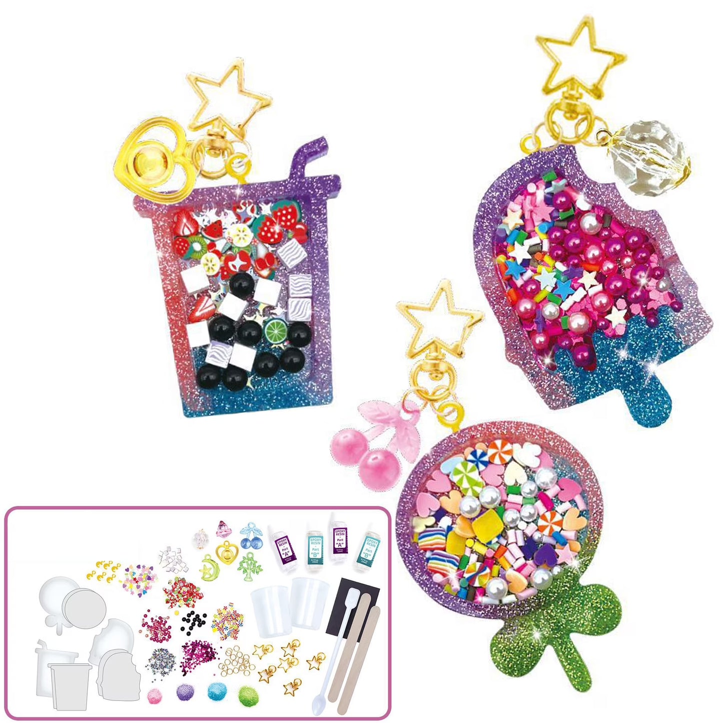 Noya Store Resin Fidget Shakers Colorful Fruits Drink DIY Craft Kit for Kids (Ages 6+)