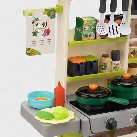 46 Piece Kitchen Toy for Children: Stove with Water Sink, Light and Steam Sound