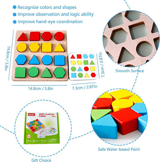 Geometric shapes board challenge toy