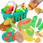 68-Piece Toddler Pretend Play Food Set with Cutting Tools & Grocery Basket