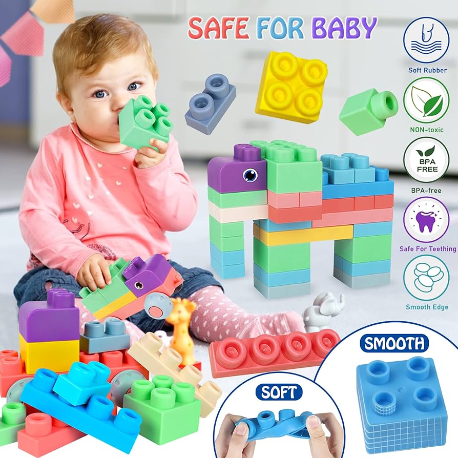 20-Piece Silicone Building Blocks – Safe & Flexible Set