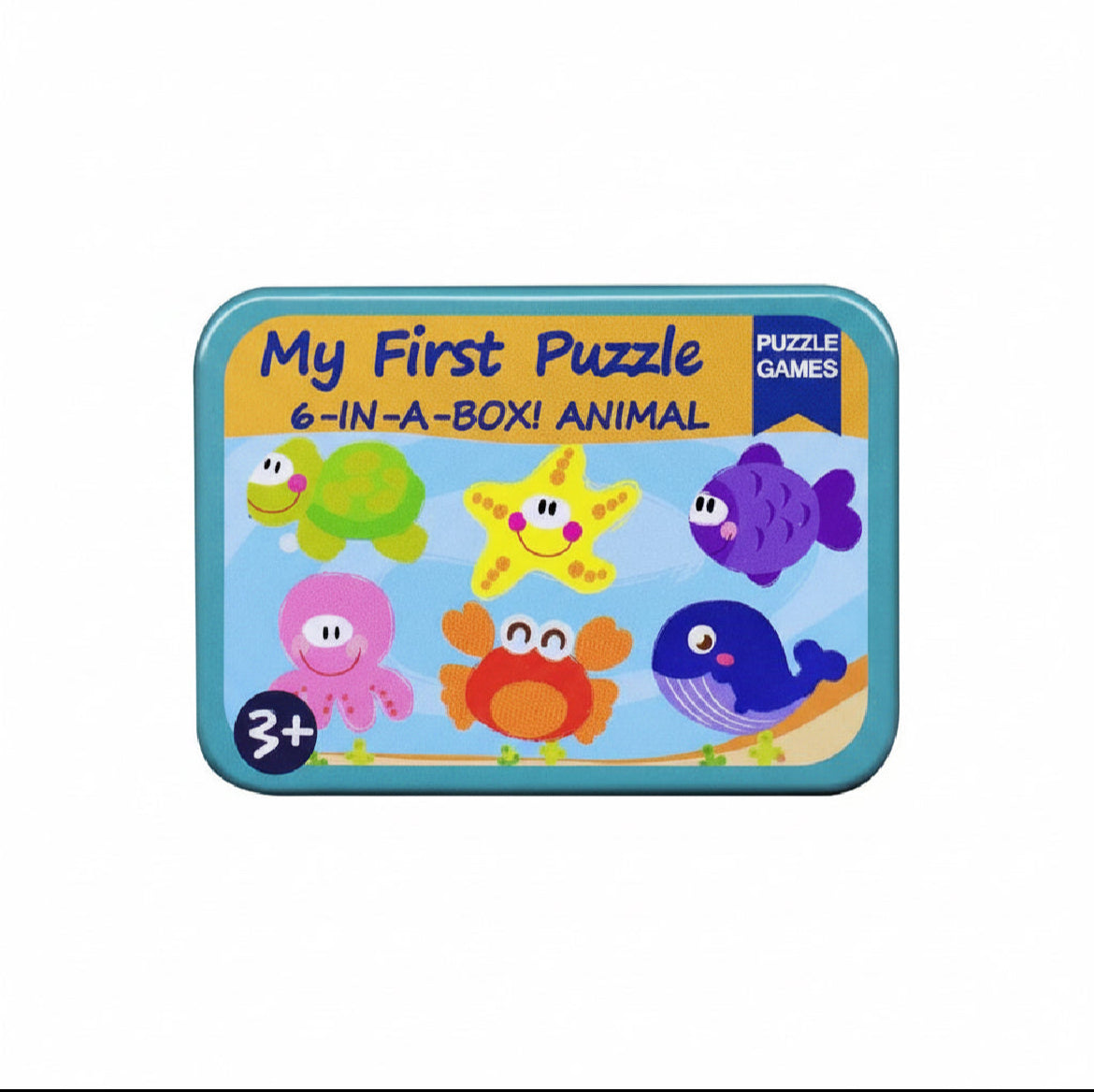 My First Wooden Sea Animals Jigsaw Puzzle Set – 5-in-1 Educational Tin Box