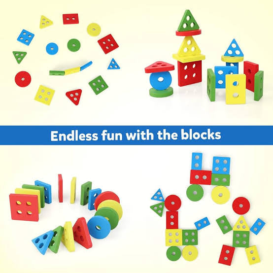 Wooden Geometric Shapes Sorting And Stacking Montessori toy
