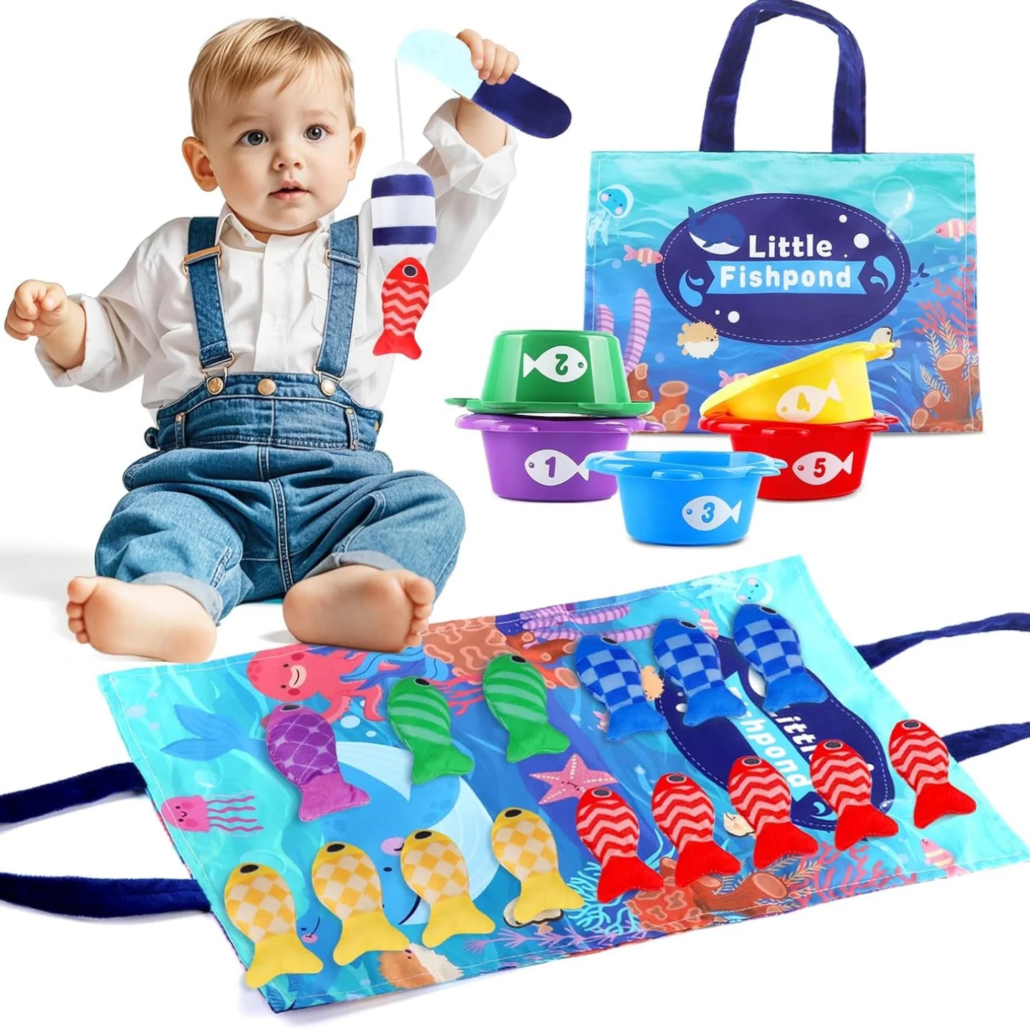 My First Plush Fishing Set – 22-Piece Soft "Hook & Grip" Sensory Game