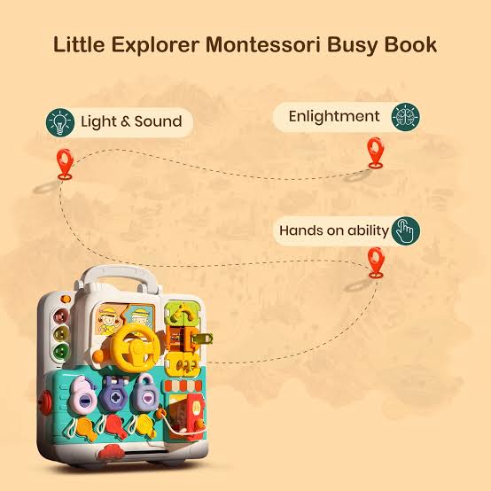 Montessori Busy Board Puzzle Book for Toddlers – Sensory Activity Board