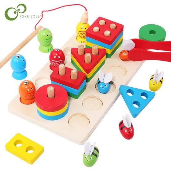Wooden Montessori 3 in 1 Bee Clipping toy