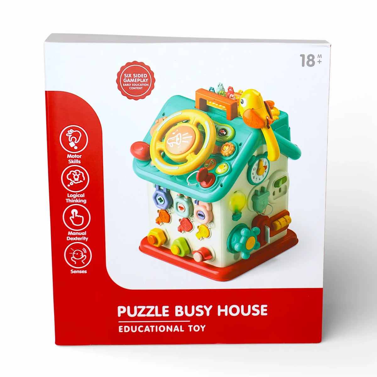 6-in-1 Montessori Toddler Busy House Activity Playhouse with Locks, Keys & Magnetic Game (Ages 18M+)