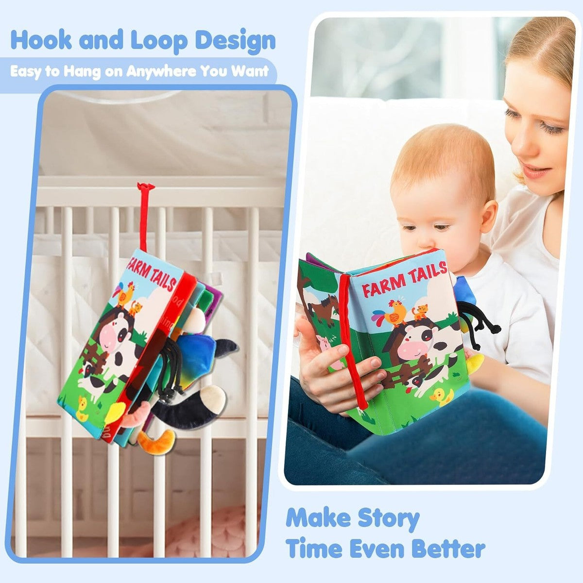 Birds Soft Cloth Book for Babies – Sensory Tails & Sound Buttons (0–36 Months)